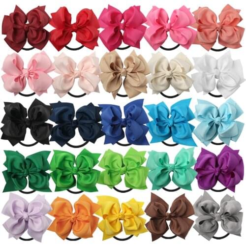 2017 25pcs 4" Stacked Hair Bows With Black Elastic Bands For Girls Children Hair Bows With Headbands Hair Accessories For Women