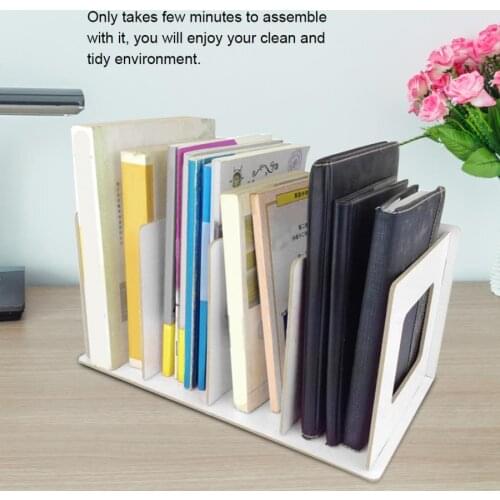 Detachable 9 Grids Book Storage Organizer Stand Wooden File CD Storage Shelf Nordic Desktop Book Case Mini Office File Stand