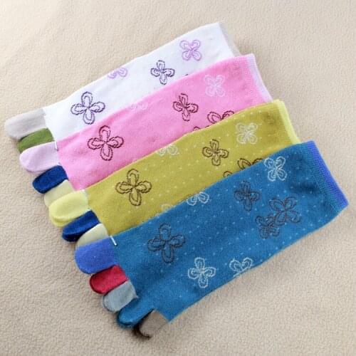 Womens Comfortable Cotton Five Finger Socks Women Toe Socks Lady Ankle Socks With Separate Toes