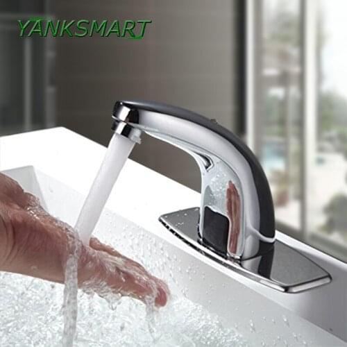YANKSMART Lead Free Automatic Sensor Faucet Cold and Hot Single Handle Bathroom Electrical Basin Robinet Faucet
