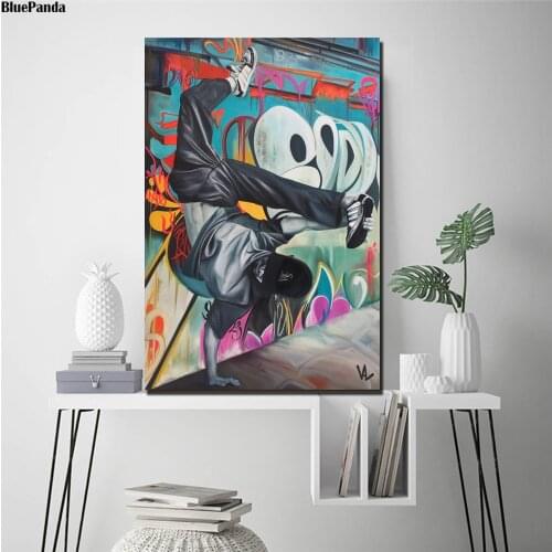 Urban HandstandArt Canvas Graffiti Art Poster Print Abstract Painting Black White Wall Picture Modern Home Decoration