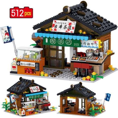 Mini Creator City Street View Budokan Grocery Store Building Blocks Friend Ramen Shop House Architecture Brick Toy For Children