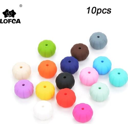 LOFCA 10pcs Pumpkin Silicone Beads For Teething Necklace Food Grade Safe BPA Free DIY Silicone Beads For Baby Toys Teether