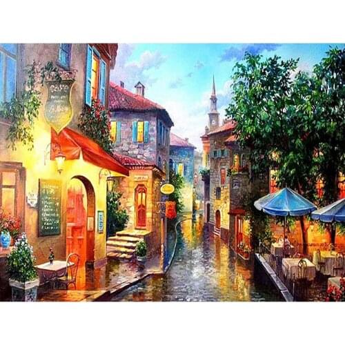 Country shops and restaurants DIY Diamond Painting Kit Diamond Seals Cross Stitch Rhinestone Mosaic Painting