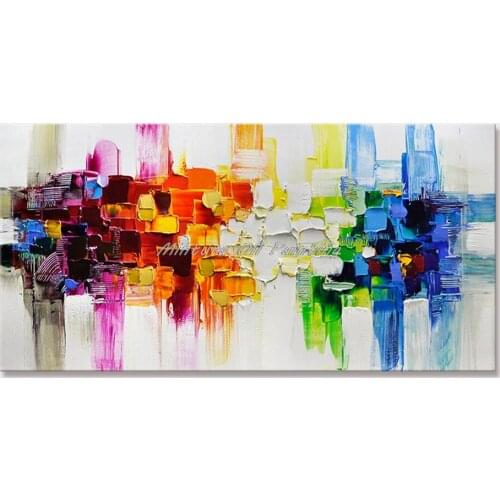 Mintura Wall Picture for Living Room Oil Paintings on Canvas Hand Painted A Multicolor Abstract Image Hotel Decoration No Frame