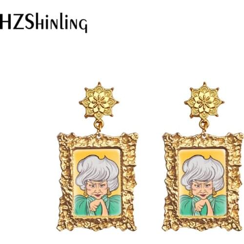 2020 New The Golden Girls Earring Vintage Drop Earrings Beautiful Mandala Charm Glass Cabochon Jewelry Art Printed