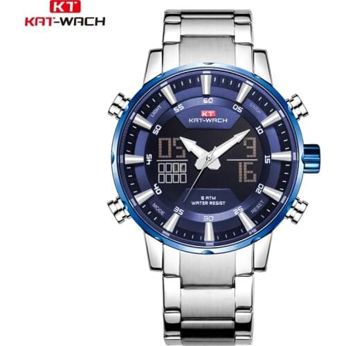 New Luxury Multifunction Fashion Sport Watch Men 50M Date Waterproof Watches Stainless Steel Strap Digital Reloj Hombre 2027