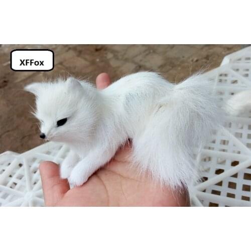 Cute real life prone fox model plastic&furs white fox doll gift about 12x6cm xf1677