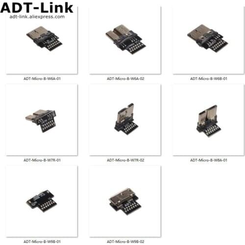 ADT-Link DIY USB 3.0 Micro B Angle Connector USB 3.0 Micro-B Male Female Welding 13Spot Adapter W6 W7 W8 W8R W9 TX-TX / TX-RX