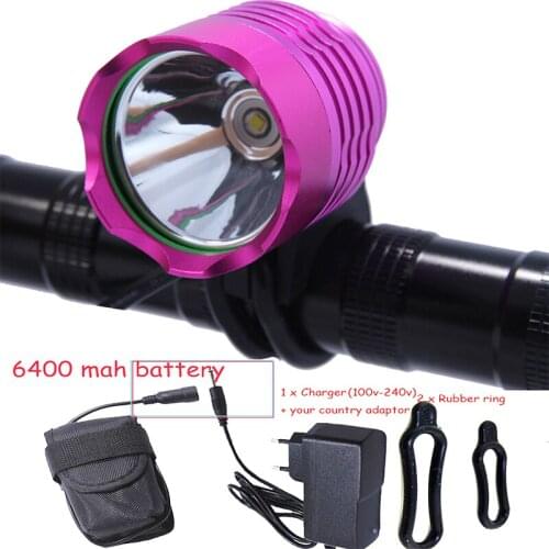 Bicycle Front Light With Lithium Battery Combination Night Riding Equipment Pink Accessories Waterproof T6 LED Glare Flashlight