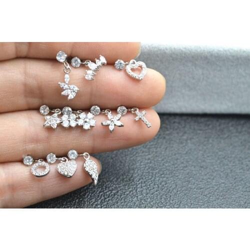 50pcs Body Jewelry Piercing - SHINE CZ Gems Earring Ear Helix Bar Rings Ear Cartilage Ear Diath Rings NEW Thin Bar 20G~0.8MM