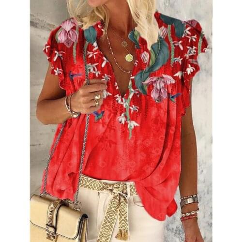 2021 New Female Plus Size V-Neck Tie-Dye Printed Shirt Short-Sleeved Loose Casual Street Summer T-Shirt Top Female 5XL