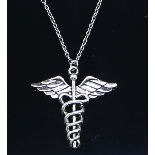New Fashion Necklace 40x40mm caduceus medical symbol md Pendants Short Long Women Men Colar Gift Jewelry Choker