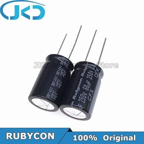 10pcs RUBYCON 68UF 250V 16*25mm 105℃ 68UF250V 250V68UF 16x25mm Aluminum Electrolytic Capacitor