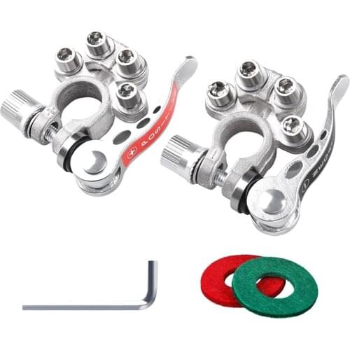 2PCS Battery Terminal Connectors, 4 Way Battery Terminal with Hex Wrench, Excellent Copper Car Battery Terminal Quick