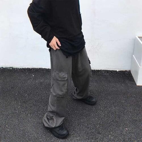 2021 Trend Hiphop Harem Joggers Men Casual Cargo Pants Loose Baggy Sweatpants Straight Trousers Street Style Elastic Waist Pants