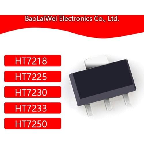 500pcs HT7218 HT7225 HT7230 HT7233 HT7250 3SOT89 ic chip Electronic Components Integrated Circuits 300mA TinyPower™ LDO
