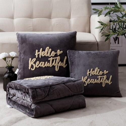 Car pillow bedding double-use thick coral velvet car office air conditioning is cushioned sofa nap pillow