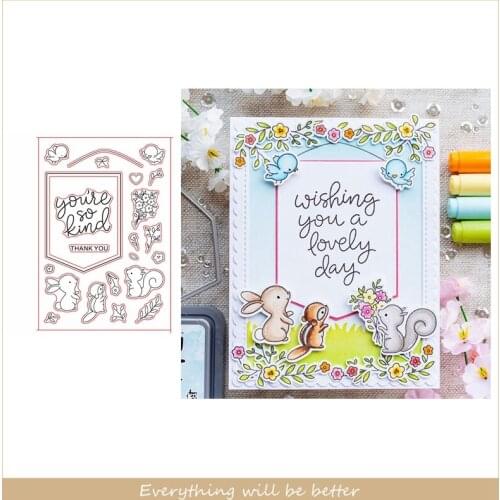 Squirrel Rabbit Bird Flower Thank You Sentence Letter Template For Scrapbook Craft Embossing Cards Hot Stamp 2020 Album Photos