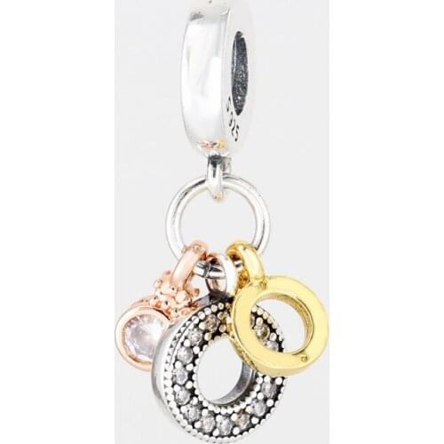 Free Shipping 925 Sterling Silver Triple Monogram and Logo Dangle Charm Fit Original Pandora Bracelet For Women DIY Jewelry