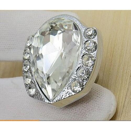 Free shipping Modern fashion diamond furniture handles Gold silver drawer dresser pulls Crystal wine cabinet door handles knobs