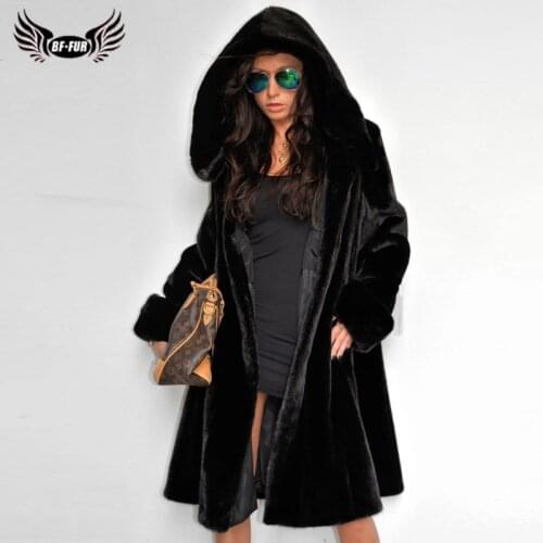 BFFUR 2021 Fashion Real Mink Fur Coat Women Winter Overcoat Luxury Full Pelt Natural Mink Fur Jackets Genuine Fur Coat Plus Size