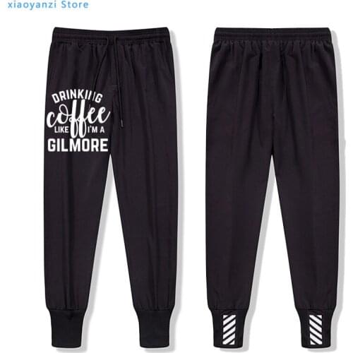 Drinking Coffee Like A Gilmore Slogan men women Long Pants Men Casual Letter Solid Drawstring Elastic Waist Long Pants Trousers