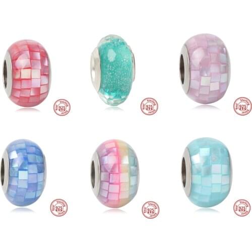 New 925 Sterling Silver Multicolor Murano Glass Top Quality Beads Fit Original Pandora Charms Bracelet Women Jewelry DIY Making