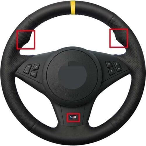 Car Steering Wheel Cover Soft Black Genuine Leather For BMW E60 E63 E64 Cabrio M6 2005 2006 2007 2008 2009 2010 M series