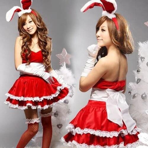 Black Red Pink Rabbit Costume Christmas Sexy Clothes Cosplay Ladys Animal Costumes Cute Rabbit Dress Halloween Cosplay Costumes