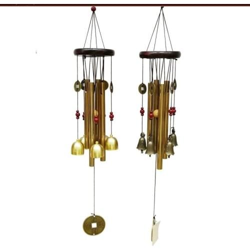 Wood wind chimes hanging hole long metal coins bells chimes ornaments wind chimes hanging decorations wind bell