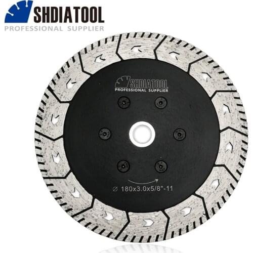 SHDIATOOL Dia 7"/180mm 5/8-11 Thread Diamond Cutting Grindng Disc Dual Saw Blade For Cut Grind Sharpen Granite Marble Concrete