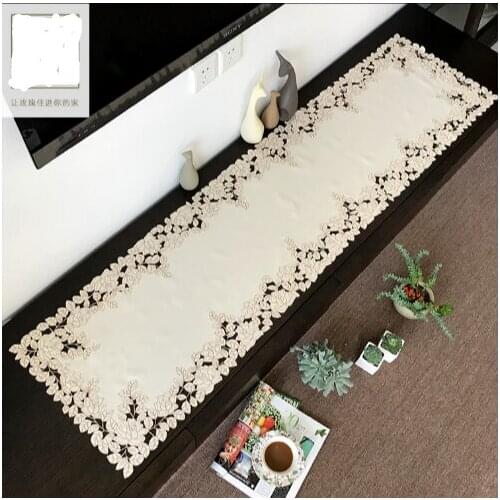 Rose pattern Elegant Embroidery Table Runner Pastoral Fabric Tea tablecloth, Luxury Table mat table Cover for decoration