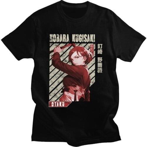 Jujutsu Kaisen Nobara Kugisaki T Shirt for Men 100% Cotton Tshirt Urban Tees Short Sleeved Anime Manga T-shirt Clothing Gift