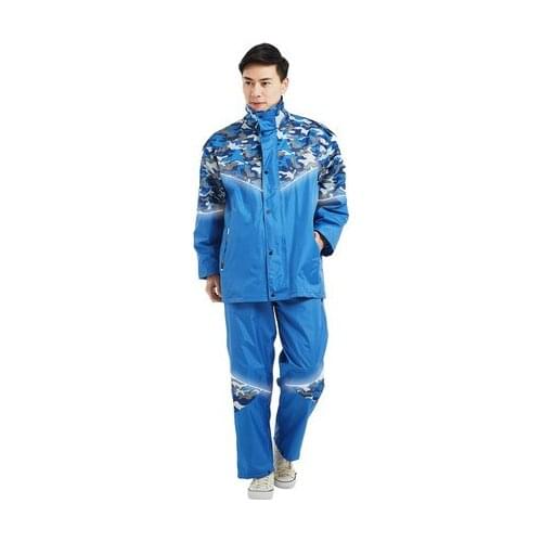 Camouflage raincoat rain pants set electric car motorcycle double thick poncho men and women adult split rain coat