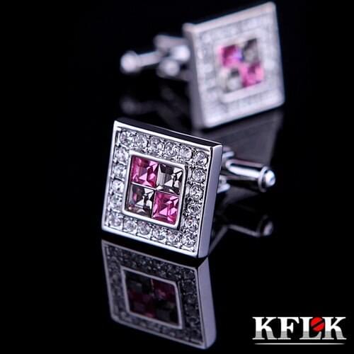 KFLK 2020 Luxury HOT shirt cufflink for mens gift Brand cuff button wedding Crystal cuff link High Quality abotoaduras Jewelry