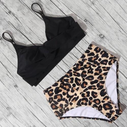 Leopard High Waist Bikini 2020 Push Up Swimming Suit Women Bikini Tie Dye Printed Swimsuit Cross Front Summer Beachwear Women