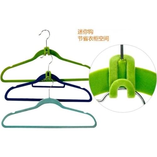 Fashion Hot Home Creative Mini Flocking Clothes Hanger Easy Hook Closet Organizer