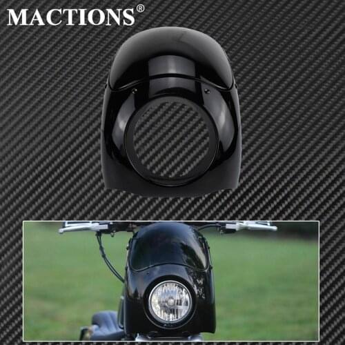 Motorcycle 5.75" Headlight Fairing Windshield 35-49MM Fork Tubes Bright Black For Harley Sportster XL 883 Dyna Touring Models