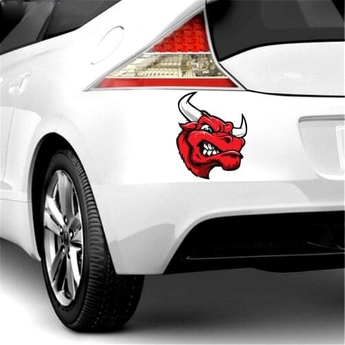 LLY-0466 Personality Car Stickers Angry Bulls Head Red Modeling Decal PVC Fun Colored Sticker Waterproof Self-adhesive Decals