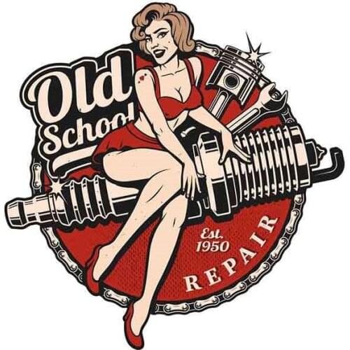 Retro Pin up Girl Locker Toolbox Stickers Laptop Car Truck Bike Old School Car Stickers,13CM