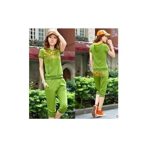 2020 New plus size womens sportswear summer fashion short-sleeve casual set Free Shipping