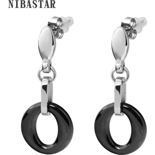 New Arrival Stainless Steel Earings Women Jewelry Balck/White Earrings Elegant Wedding Earrings Jewelry For Women Gift
