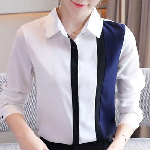Long Sleeve Turn Down Collar Office Blouse Shirt Blouse Women Blusas Mujer De Moda 2021 Chiffon White Blouse Shirt Tops D640