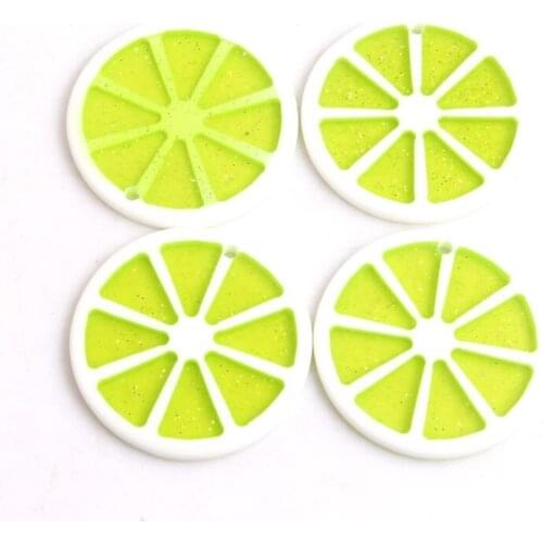 OYKZA AAA Quality Chunky Acrylic Resin Lemon Fruit Pendant for Girls Baby Necklace Jewelry 33MM 50pcs a lot