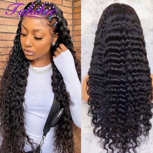 30 Inch Brazilian Deep Wave Frontal Wig 13x4x1 T Part Lace Wig 4x4 Closure Wig Human Hair Wigs For Women Human Hair Remy Tahikie