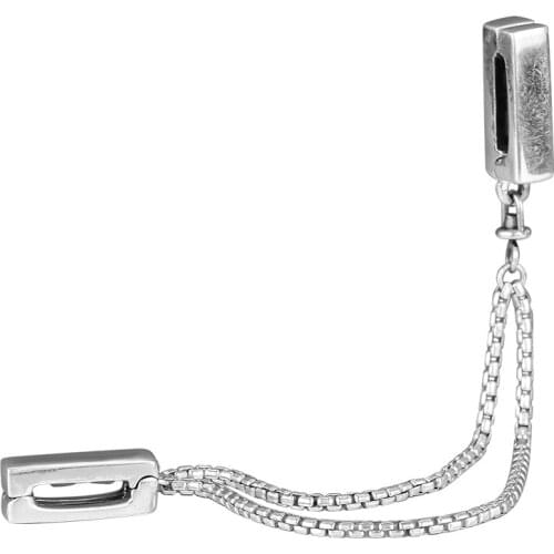 Fits for Pandora Charms Bracelets Floating Chains Safety Chain Clip Beads 100% 925 Sterling Silver Jewelry Free Shipping