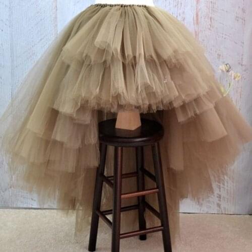 Super Puffy High Low Skirt Elastic Waistline Floor Length Long Maxi Skirt Tiered Layered Asymmetrical Ball Gown Tutu Skirts