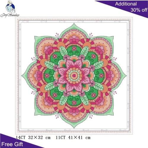 Joy Sunday Chinese National Customs J495 14CT 11CT Counted and Stamped Flowers Home Decor Embroidery DIY Cross Stitch kits