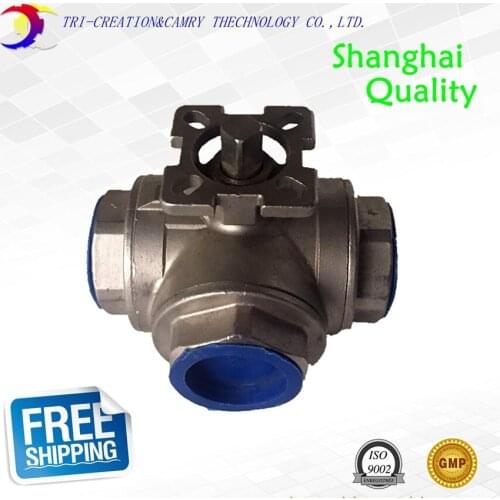 Ball valve,1" DN25 3 way 316,screwed high platform ball valve_platformT port gas/oil/liquid valve